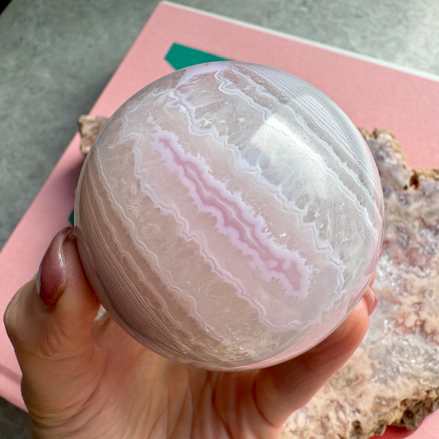 Pink Jelly Agate Sphere No 3