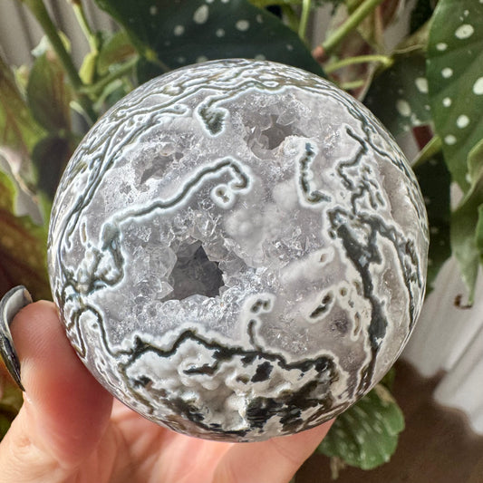 Druzy Moss Agate Sphere No 32