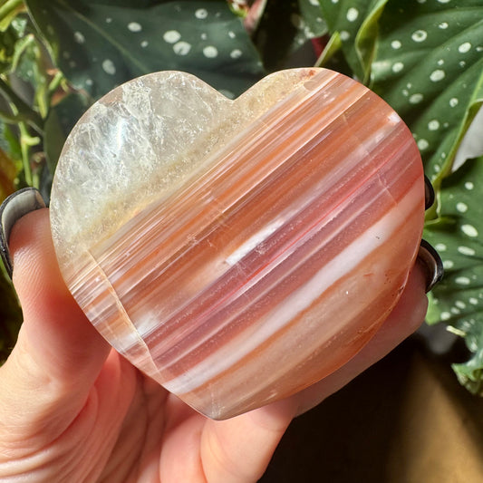 Pink Agate Banded Heart No 51