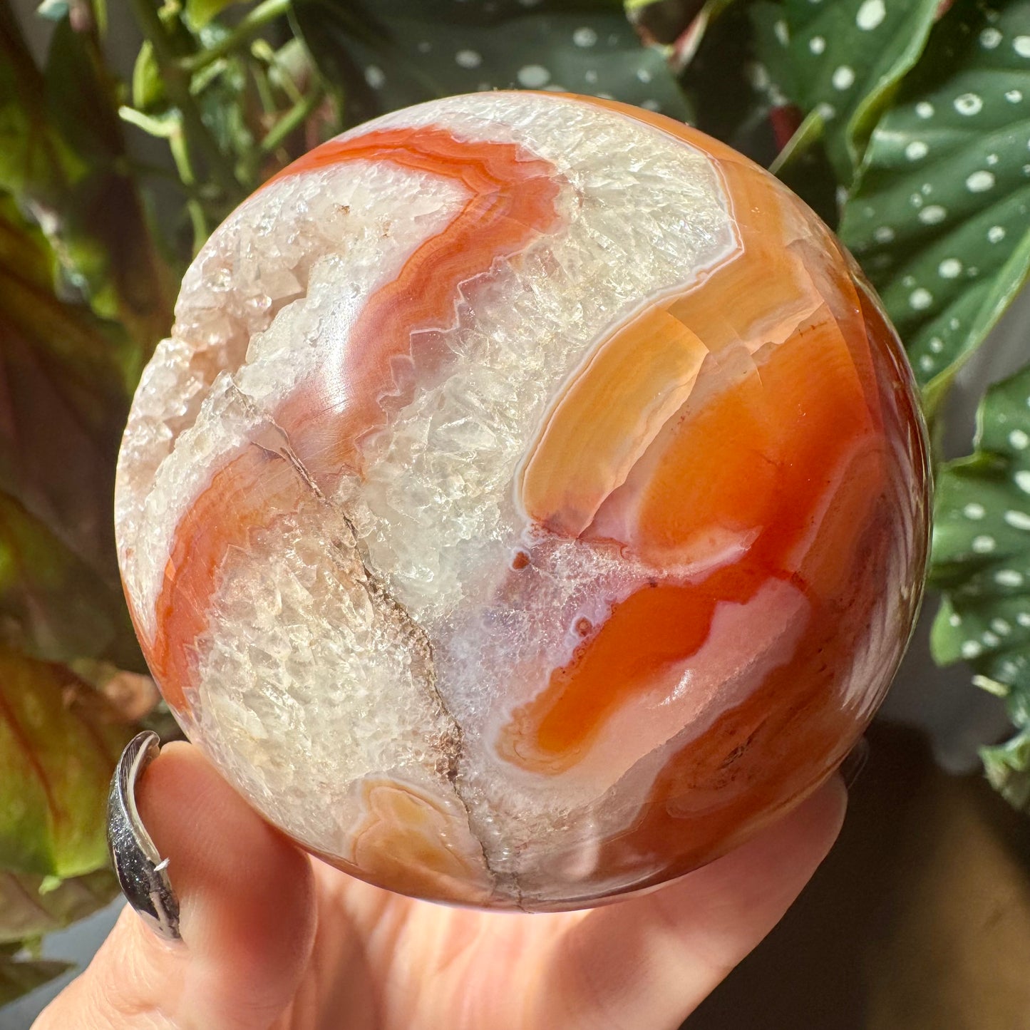 Carnelian Sphere with Quartz No 233