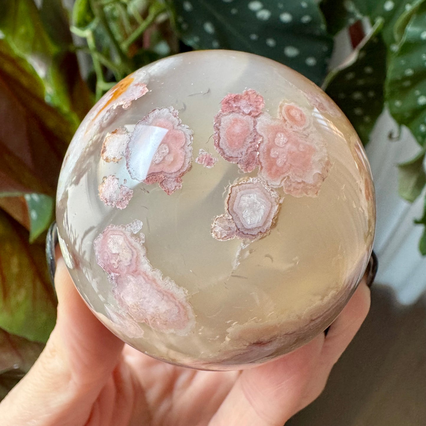 Carnelian with Flower Agate Sphere No 86