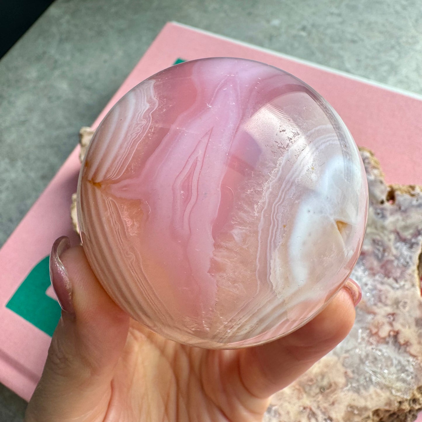 Pink Jelly Agate Sphere No 1