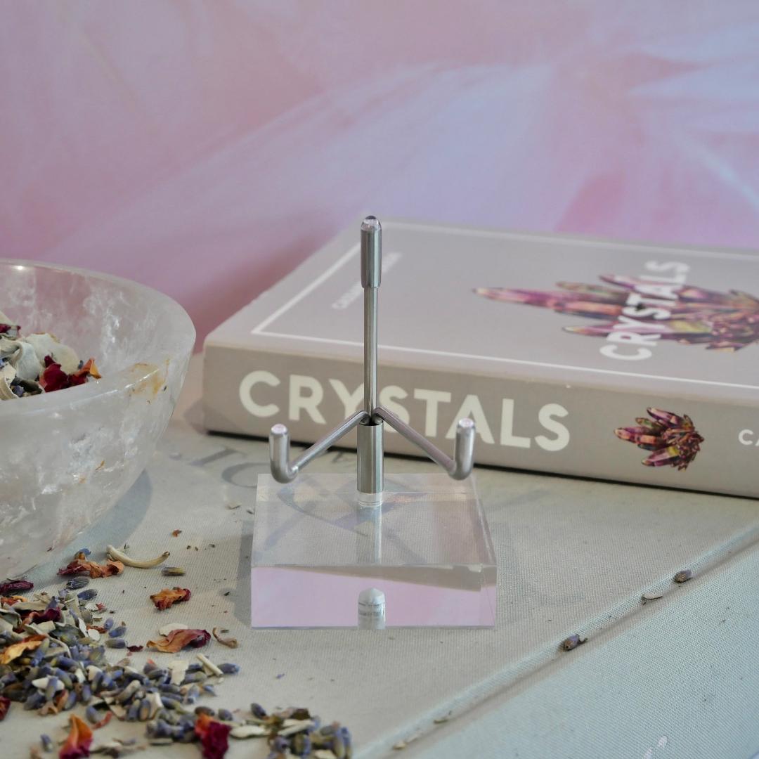 Acrylic Base Crystal Specimen Silver Stand - Small