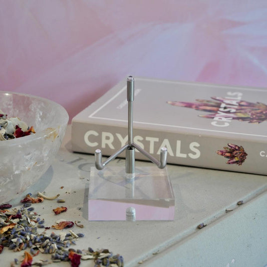 Acrylic Base Crystal Specimen Silver Stand - Small