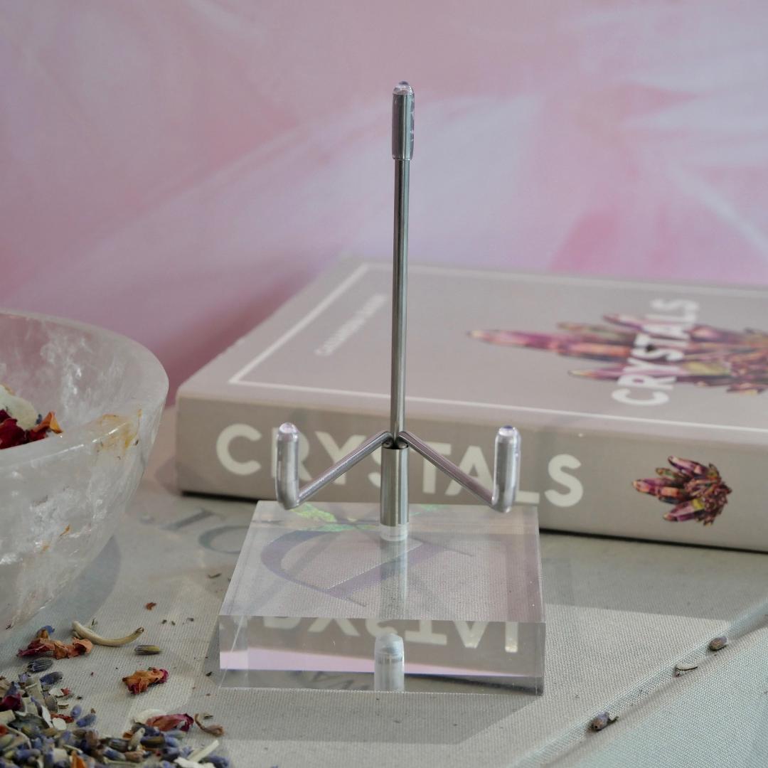 Acrylic Base Crystal Specimen Silver Stand - Medium