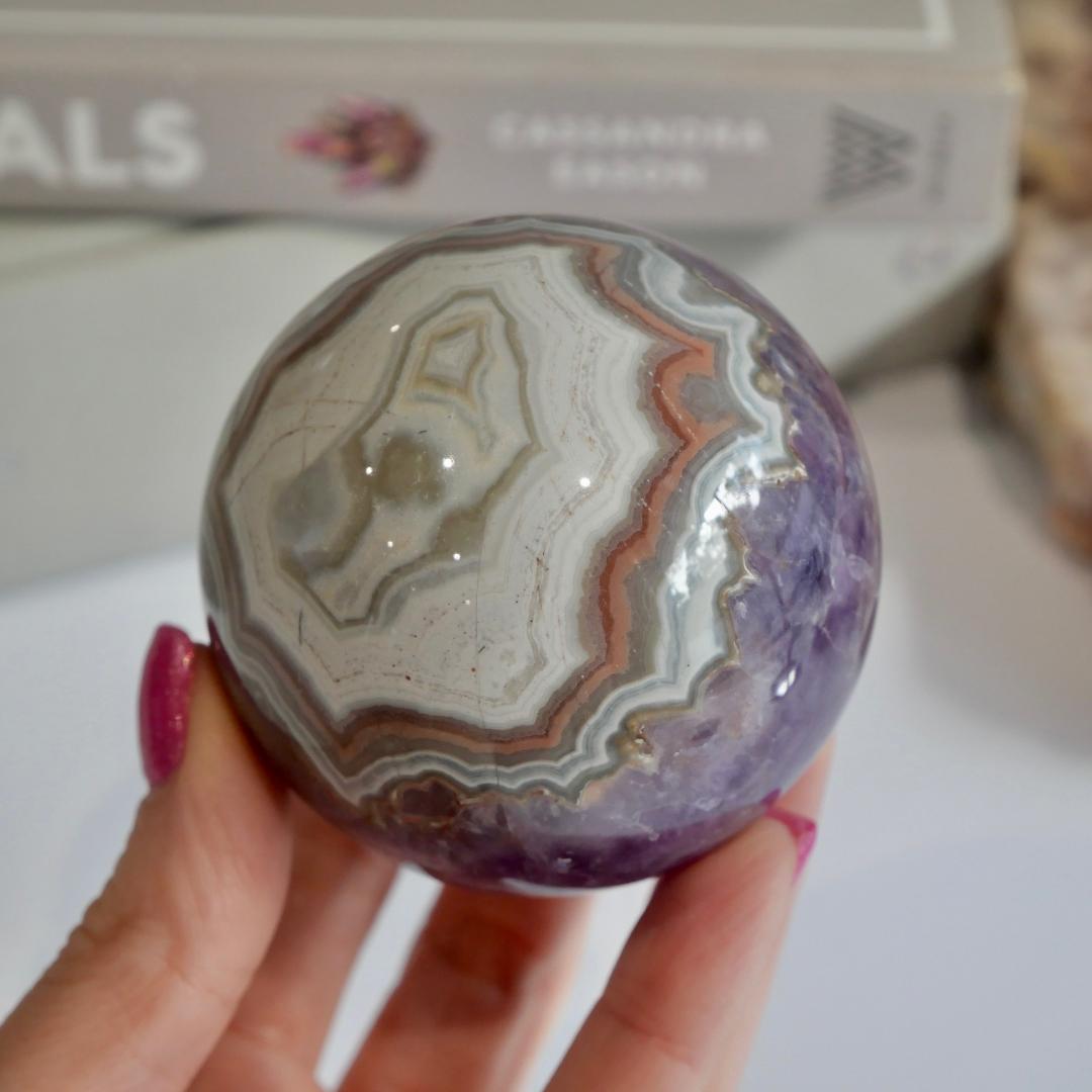 Amethyst with Mexican Lace Agate Sphere No 130