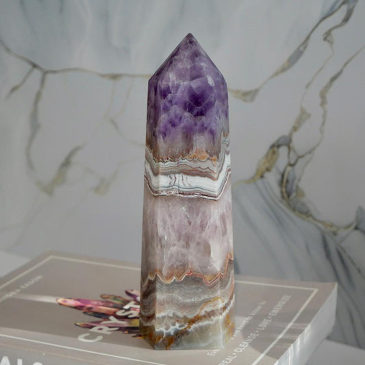 Amethyst with Mexican Lace Agate Tower No 122