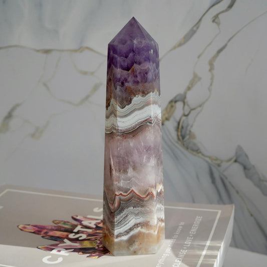 Amethyst with Mexican Lace Agate Tower No 123