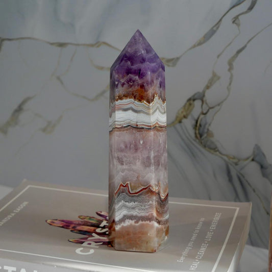 Amethyst with Mexican Lace Agate Tower No 124