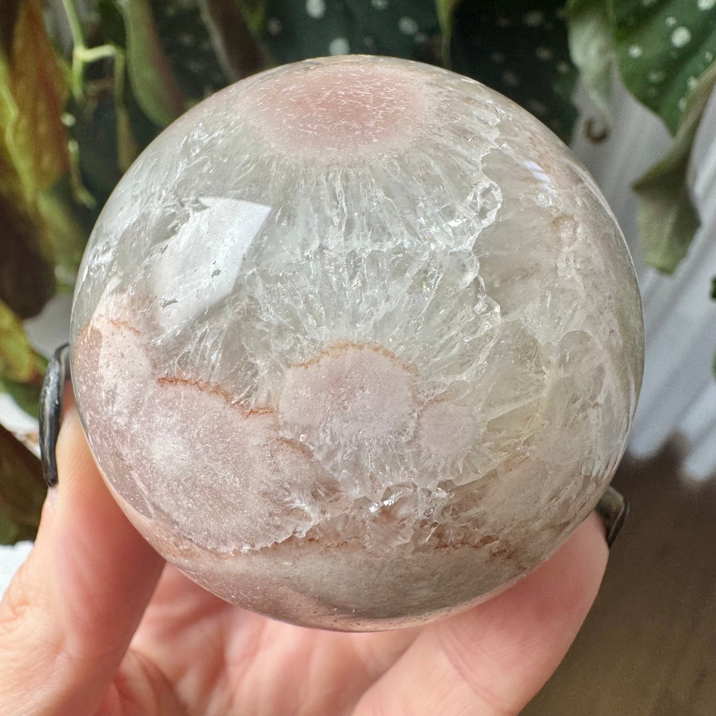 Pink Amethyst with Flower Agate Sphere No 87