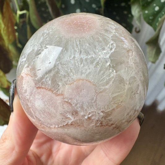 Pink Amethyst with Flower Agate Sphere No 87