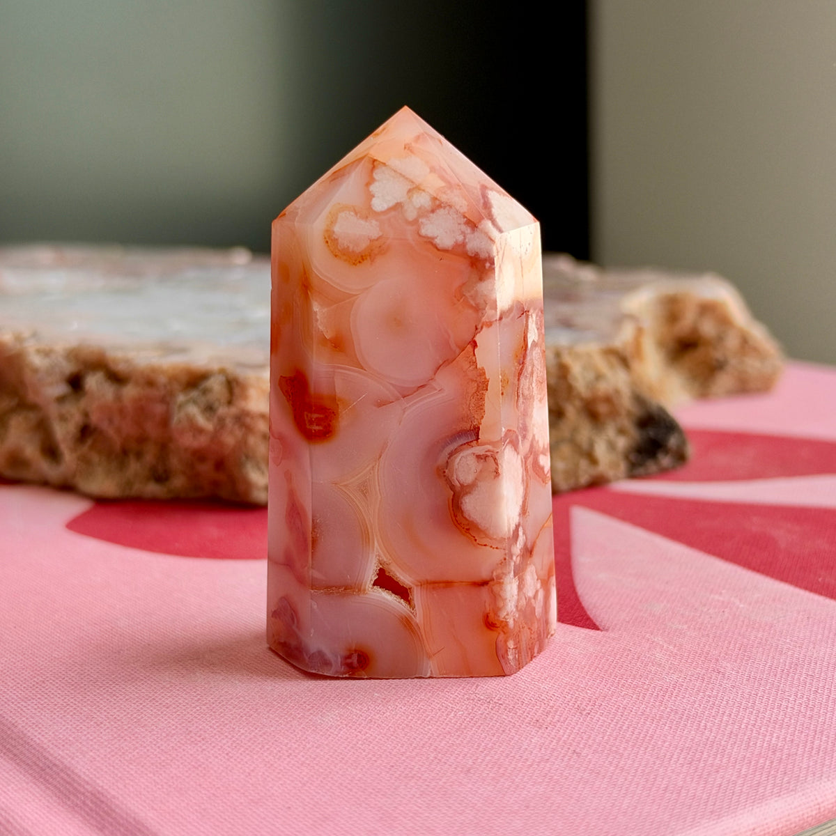 Carnelian with Flower Agate Tower No 90