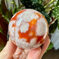 Carnelian with Flower Agate Sphere No 79