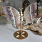 Amethyst with Mexican Lace Agate Butterfly Wings on Stand No 120