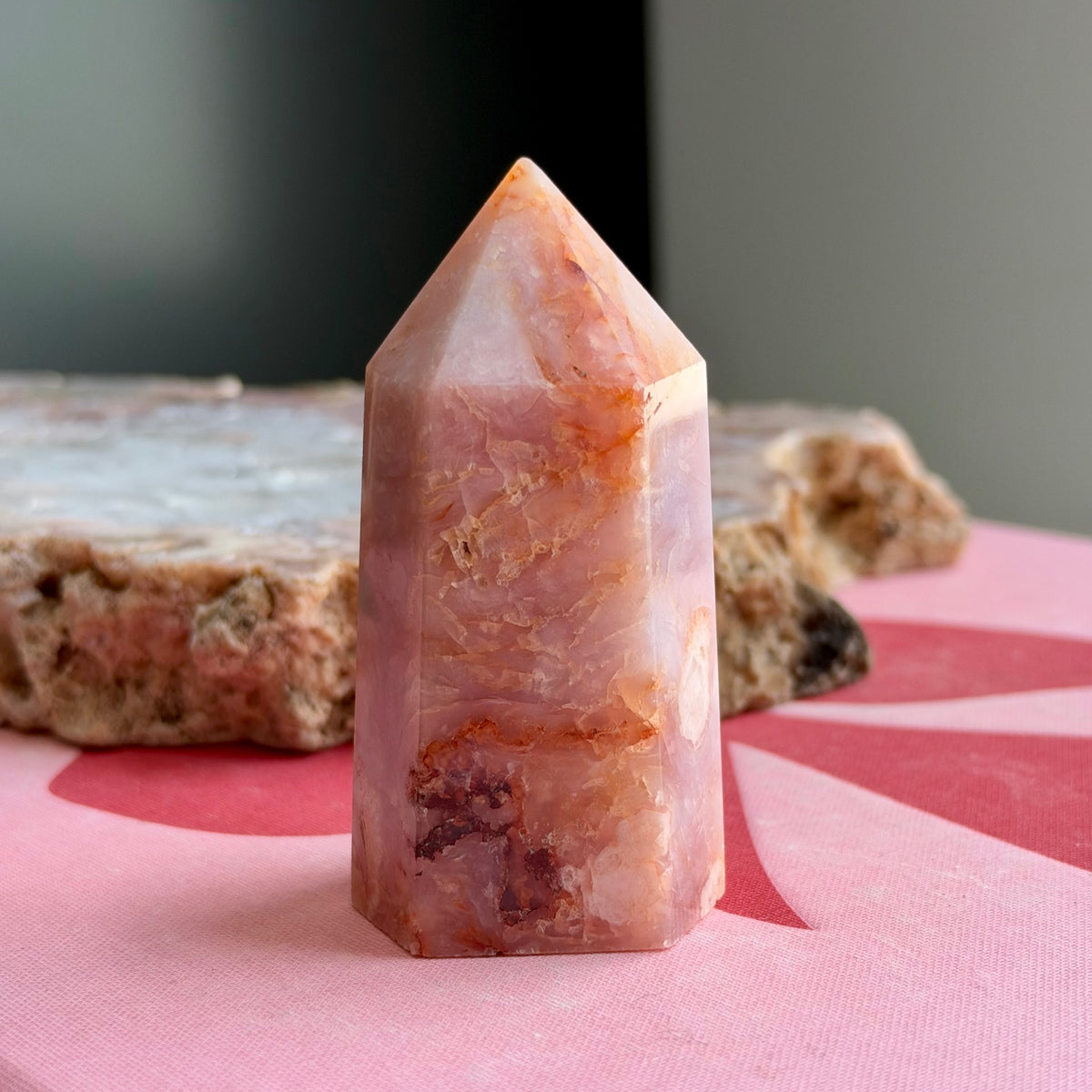 Carnelian with Flower Agate Tower No 93