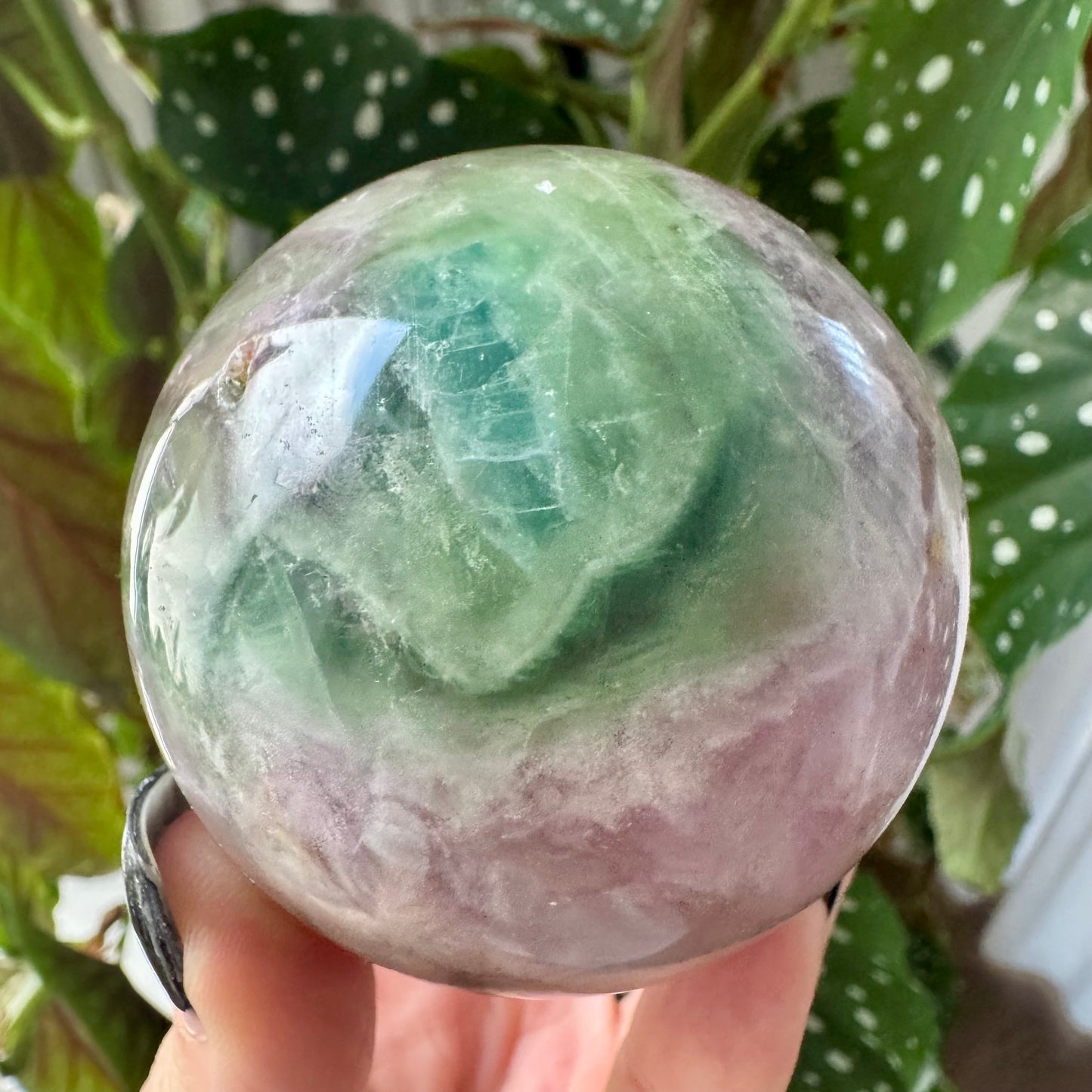 Plum Blossom Fluorite Sphere No 212