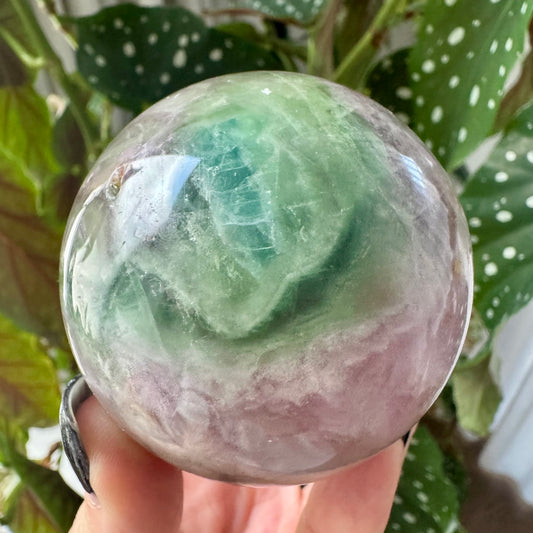 Plum Blossom Fluorite Sphere No 212