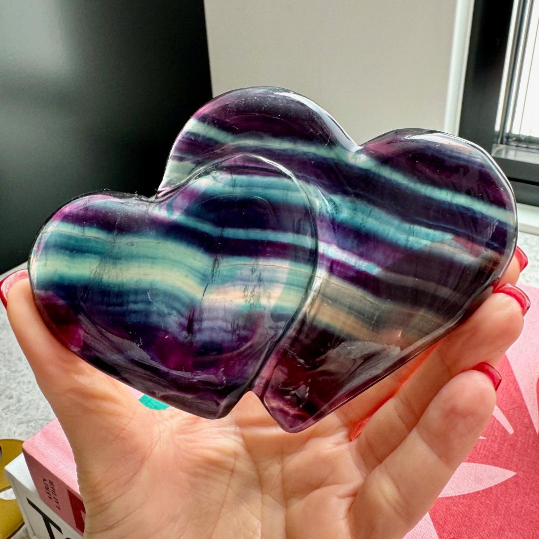 Candy Fluorite Double Heart on Stand No 166