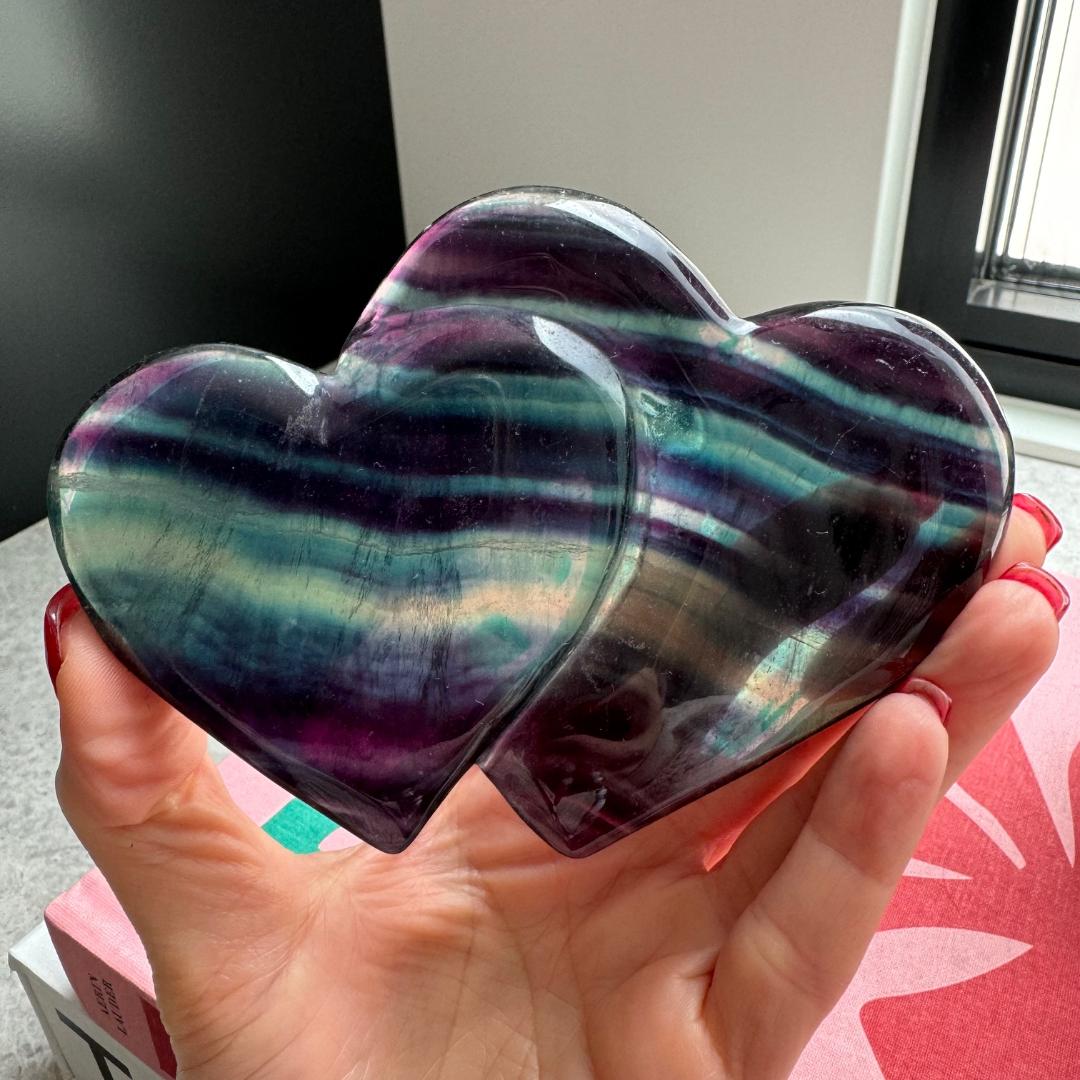 Candy Fluorite Double Heart on Stand No 168