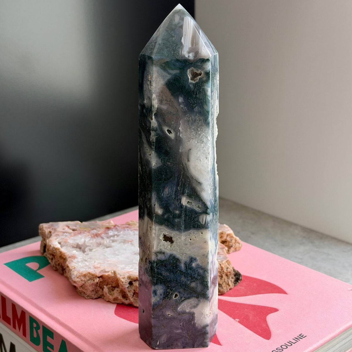 Druzy Moss Agate Tower No 242