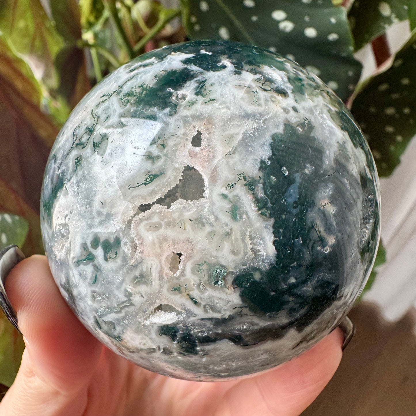 Druzy Moss Agate Sphere No 263