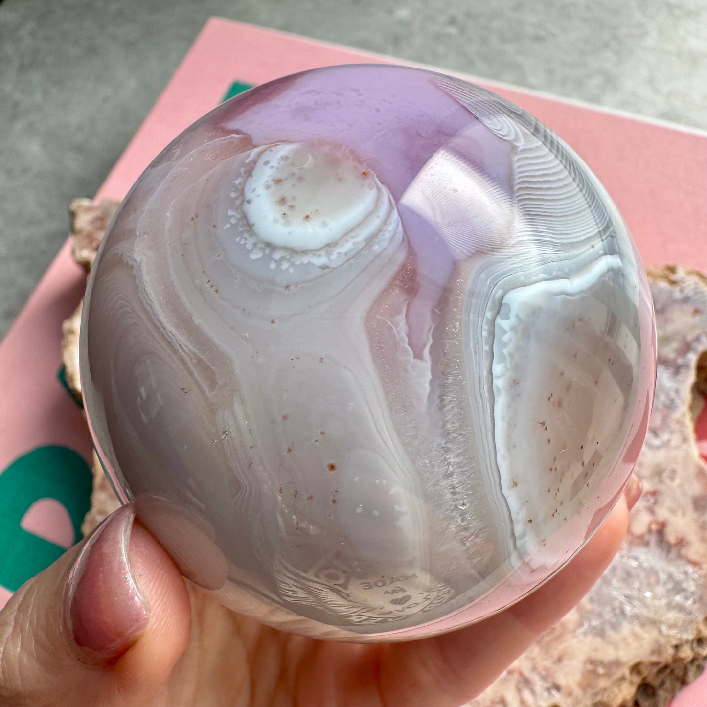 Pink Jelly Agate Sphere No 4