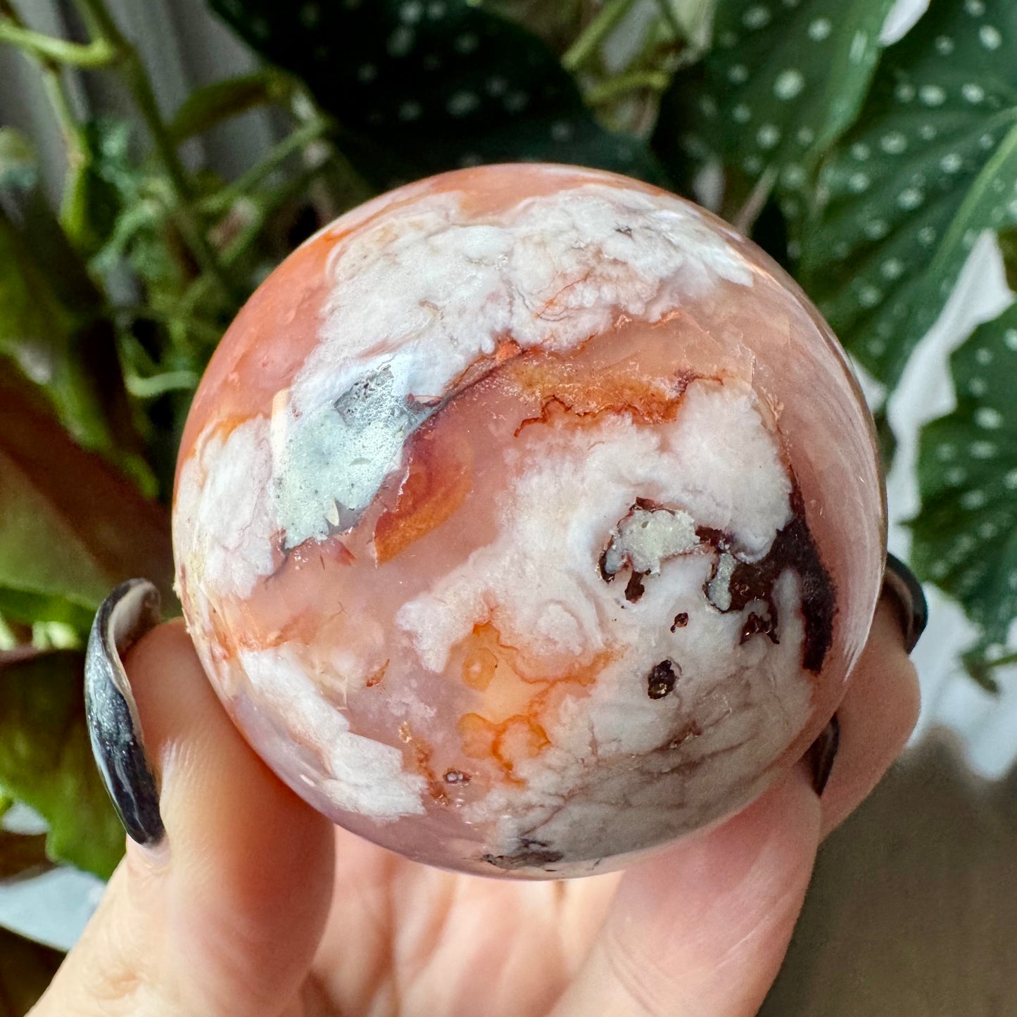 Carnelian with Flower Agate Sphere No 84