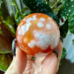 Carnelian with Flower Agate Sphere No 77
