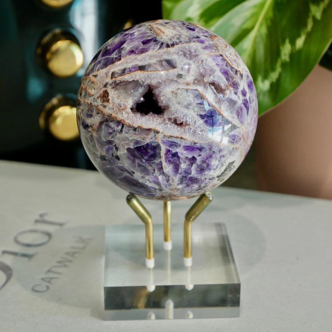 Druzy Chevron Amethyst Sphere No 158