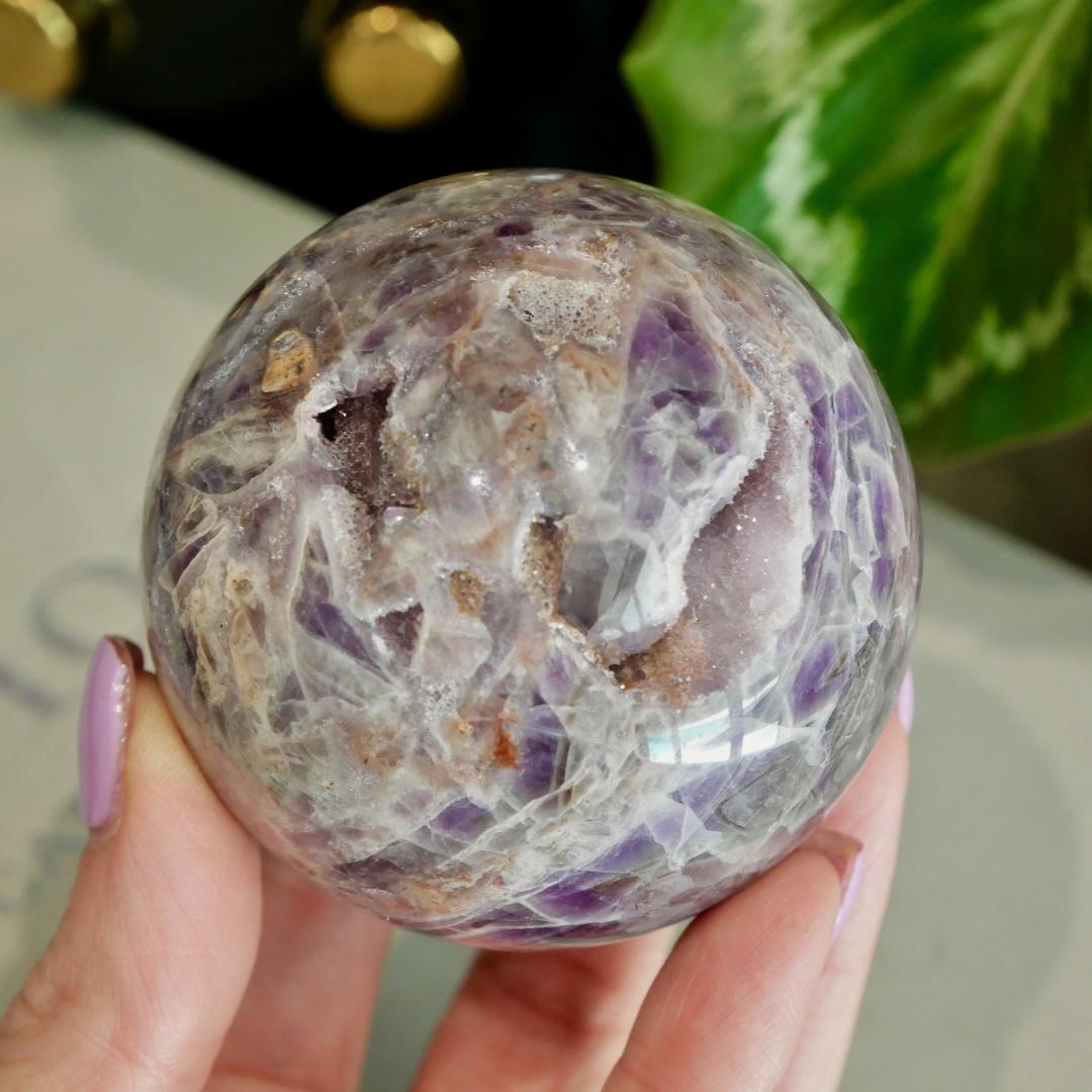 Druzy Chevron Amethyst Sphere No 159