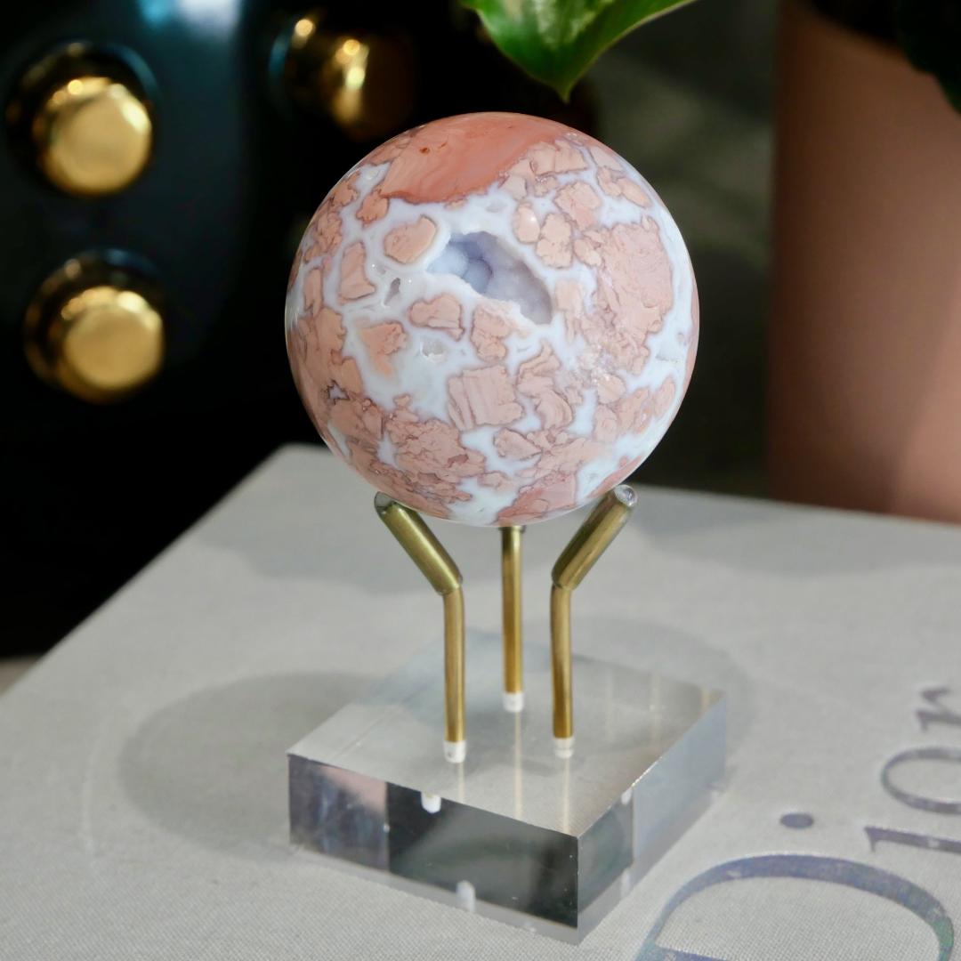 Druzy Pink Agate Sphere No 153