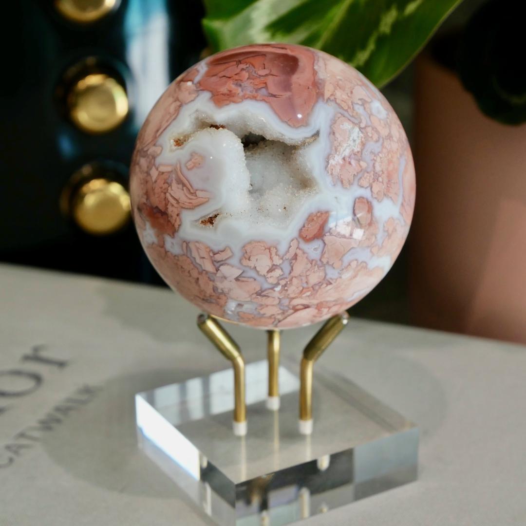 Druzy Pink Agate Sphere No 156