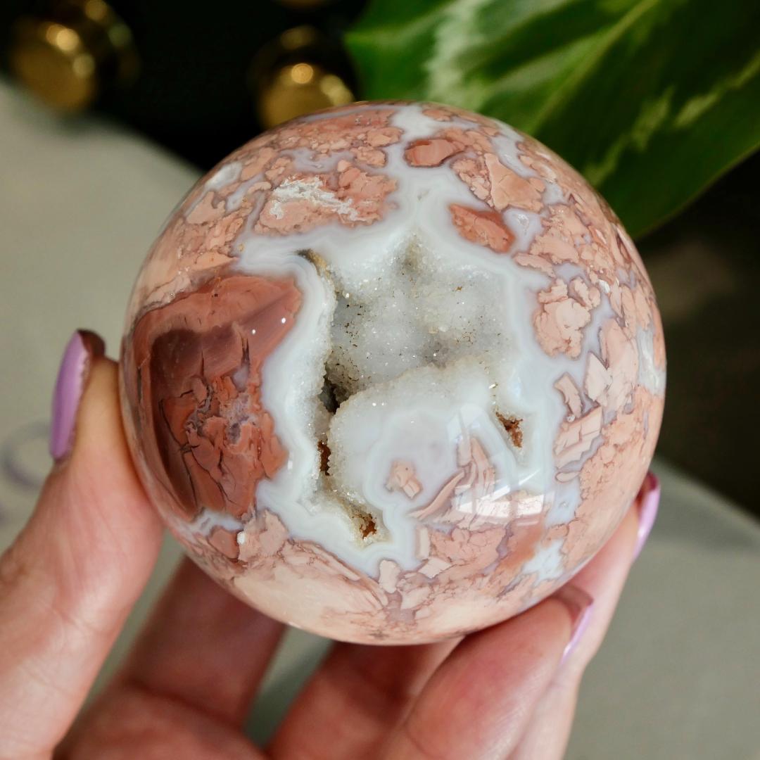 Druzy Pink Agate Sphere No 156