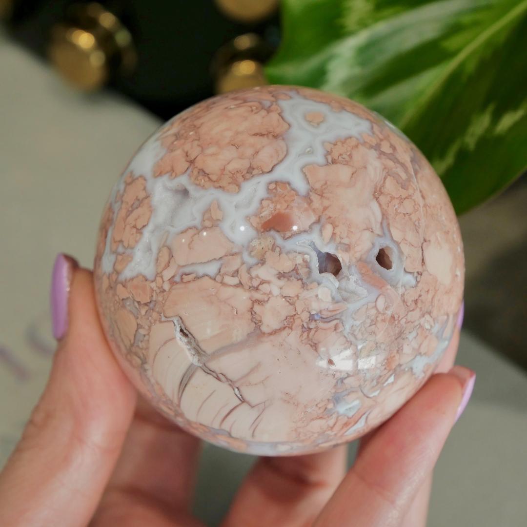 Druzy Pink Agate Sphere No 156