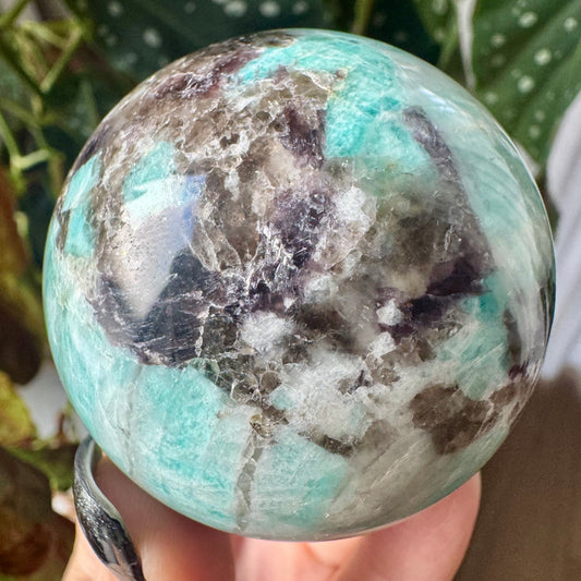 Amazonite, Lepidolite & Smokey Quartz Sphere No 206