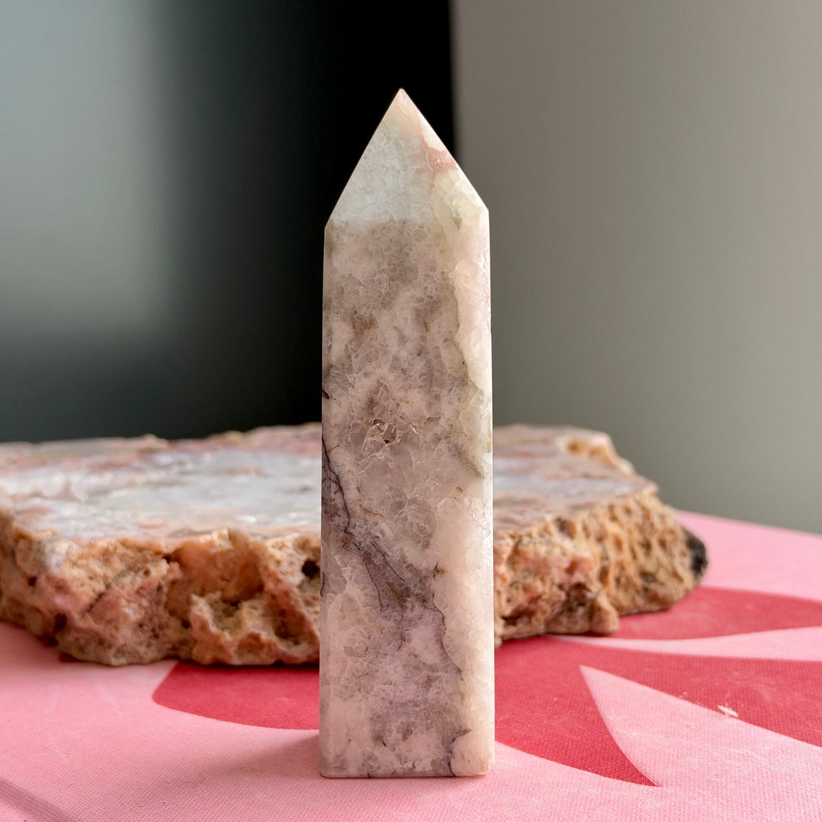 Druzy White Fluorite, Amethyst & Agate Tower No 1