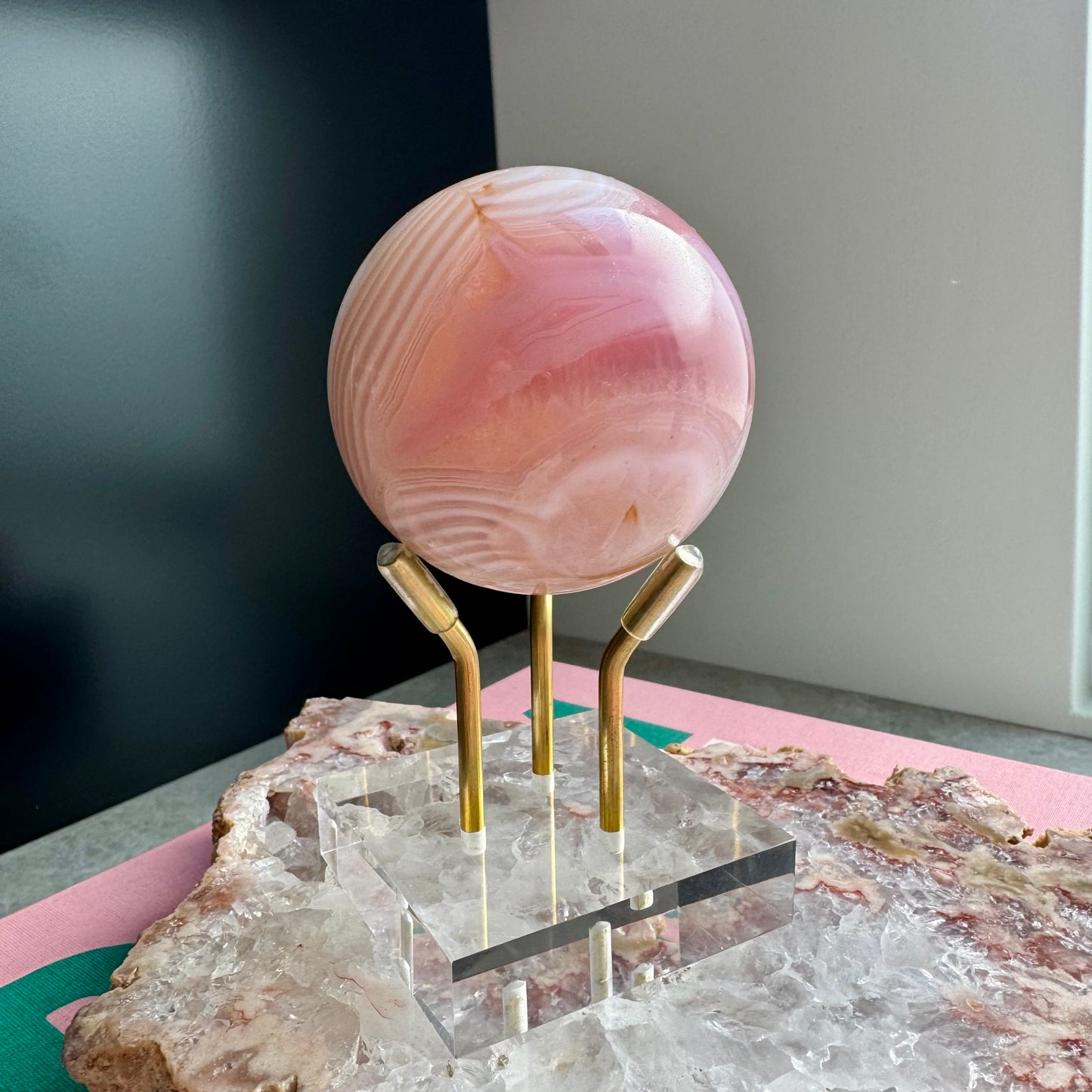 Pink Jelly Agate Sphere No 1