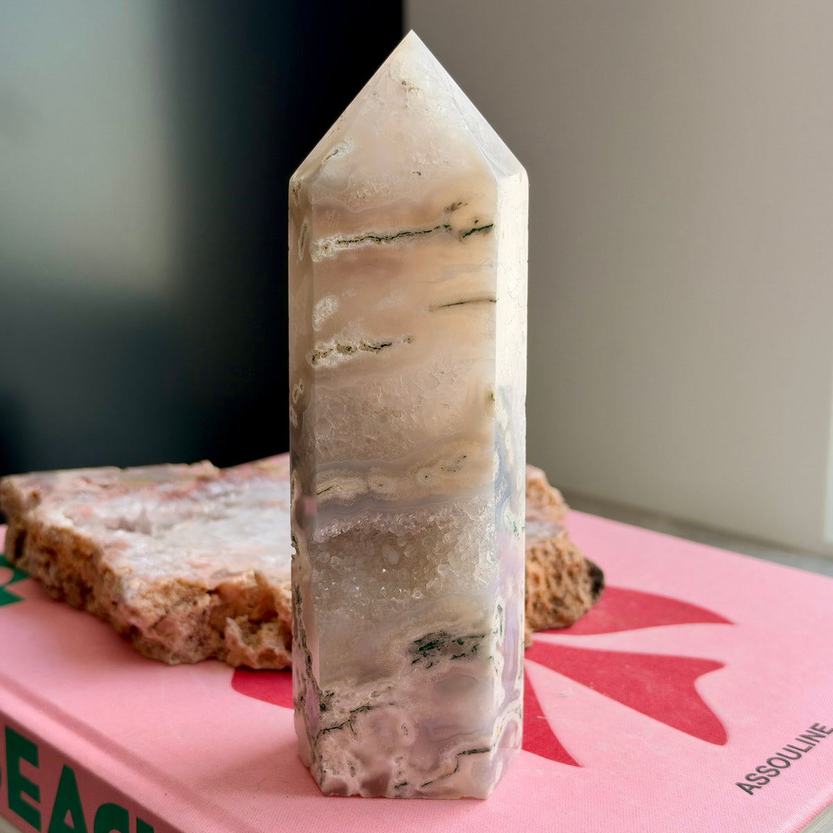 Druzy Moss Agate Tower No 355