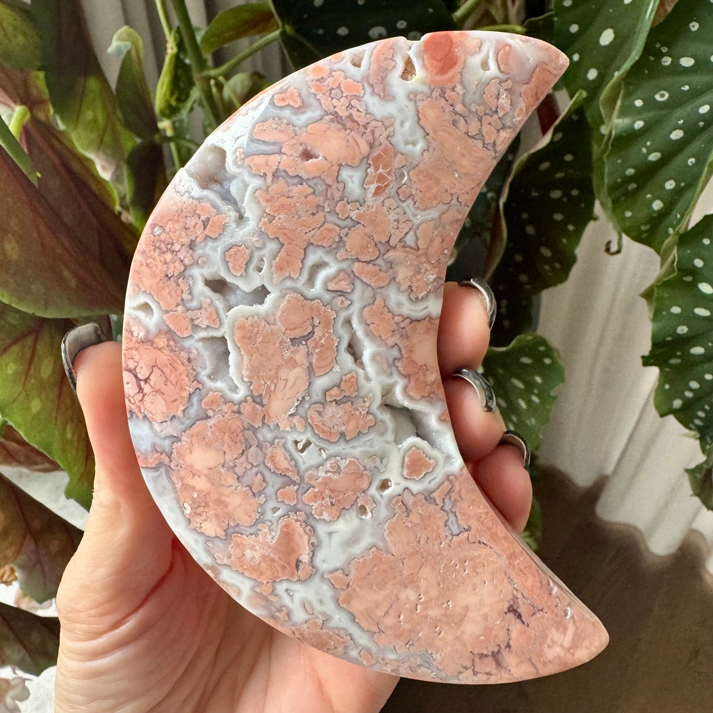Druzy Pink Agate Moon No 161