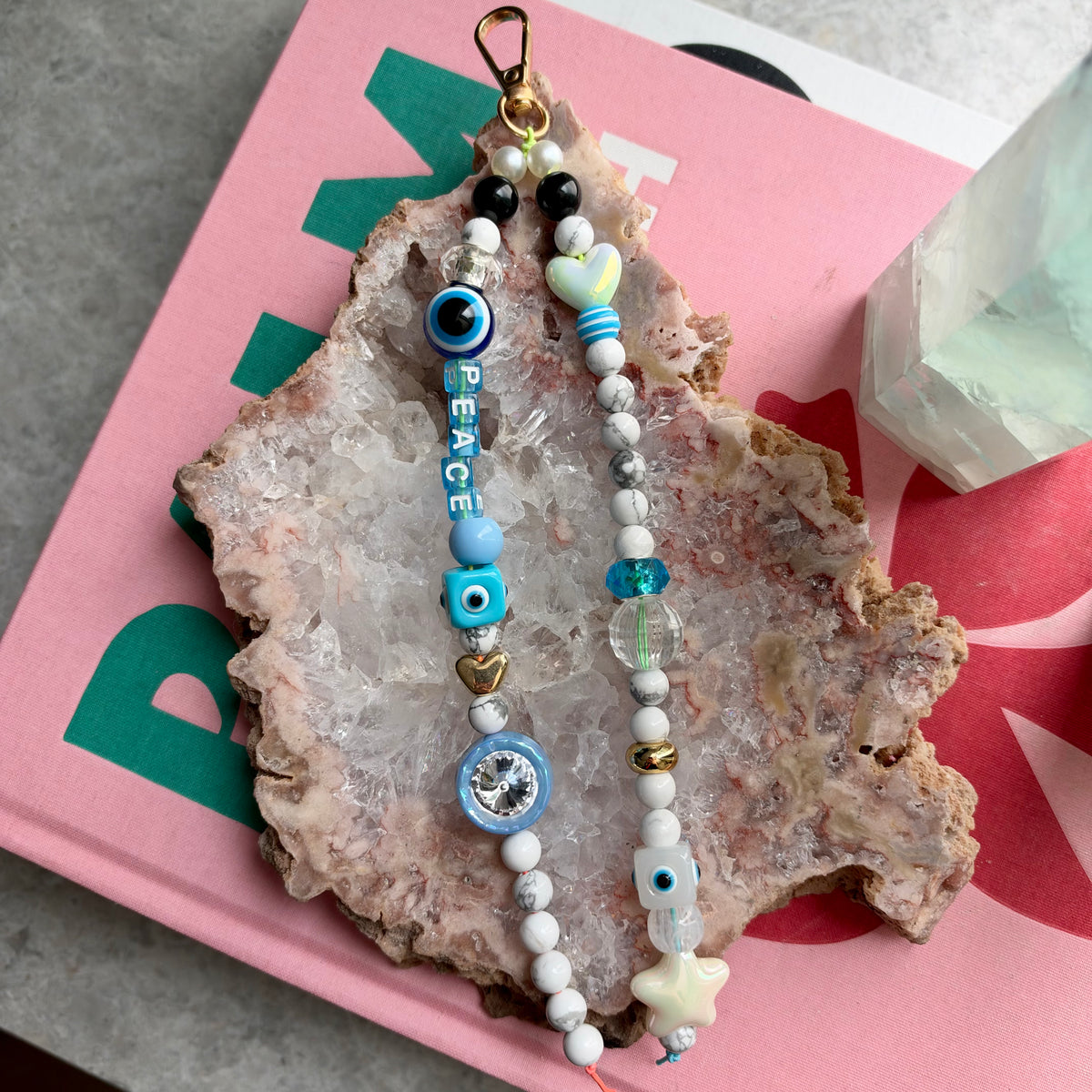 Peace Black Obsidian & Howlite Bag Charm