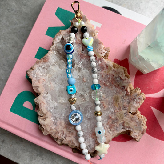 Peace Black Obsidian & Howlite Bag Charm