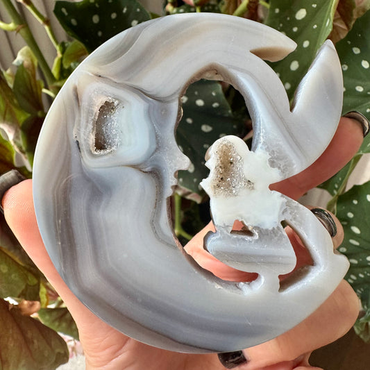 Druzy Agate Moon with Fairy No 143