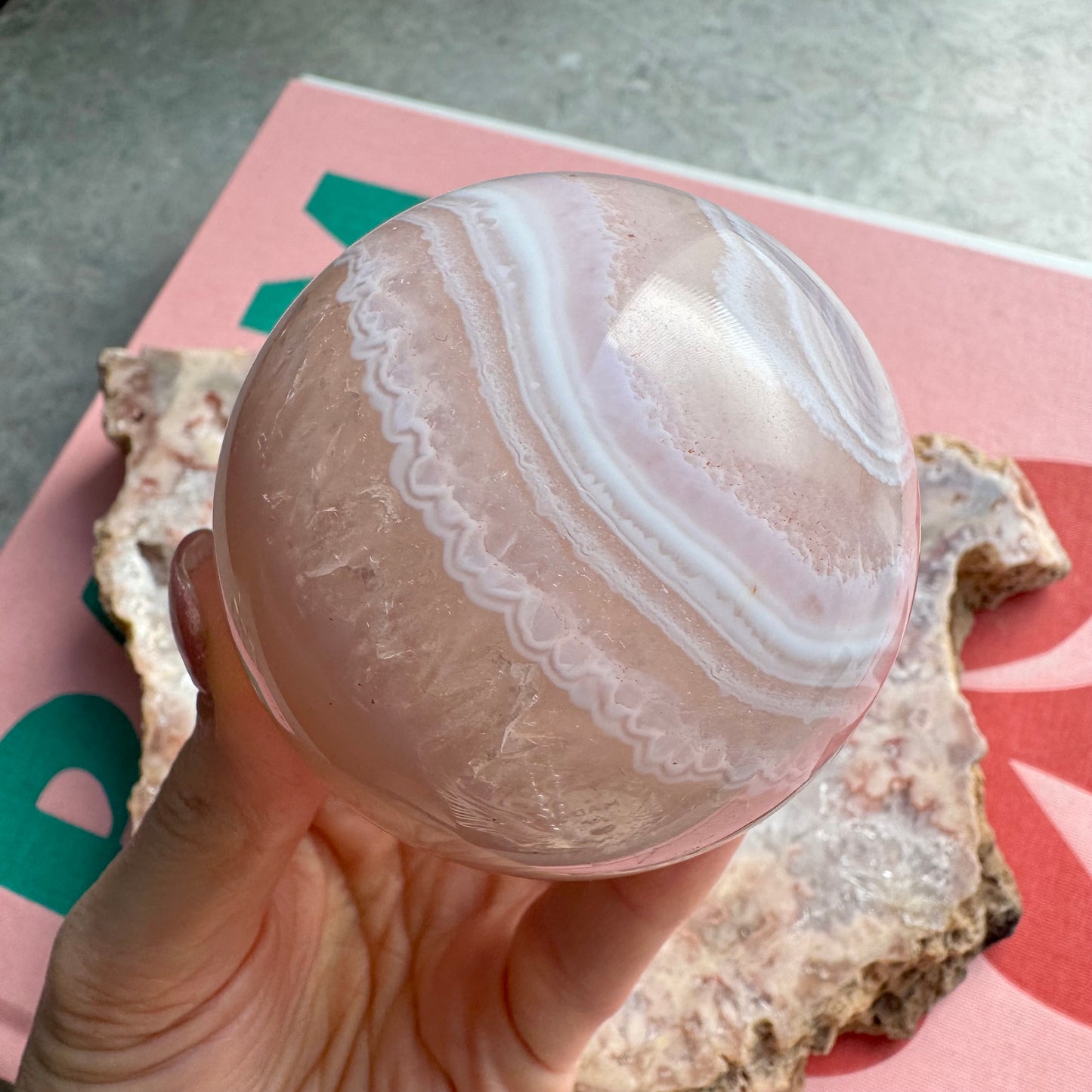 Pink Jelly Agate Sphere No 2