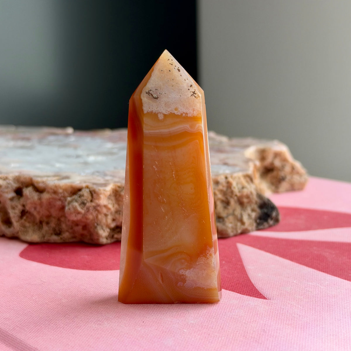 Carnelian Tower with Clear Quartz No 441