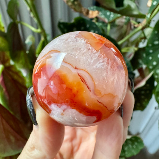 Carnelian with Flower Agate Sphere No 76