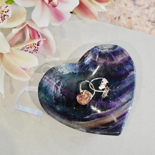 Rainbow Fluorite Heart Bowls