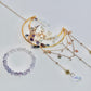 Fluorite Moon Sun Catcher & Amethyst Bracelet Gift Set