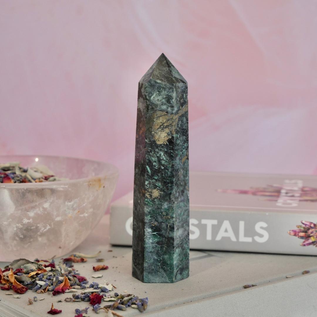 Jade with Pyrite Tower No 19