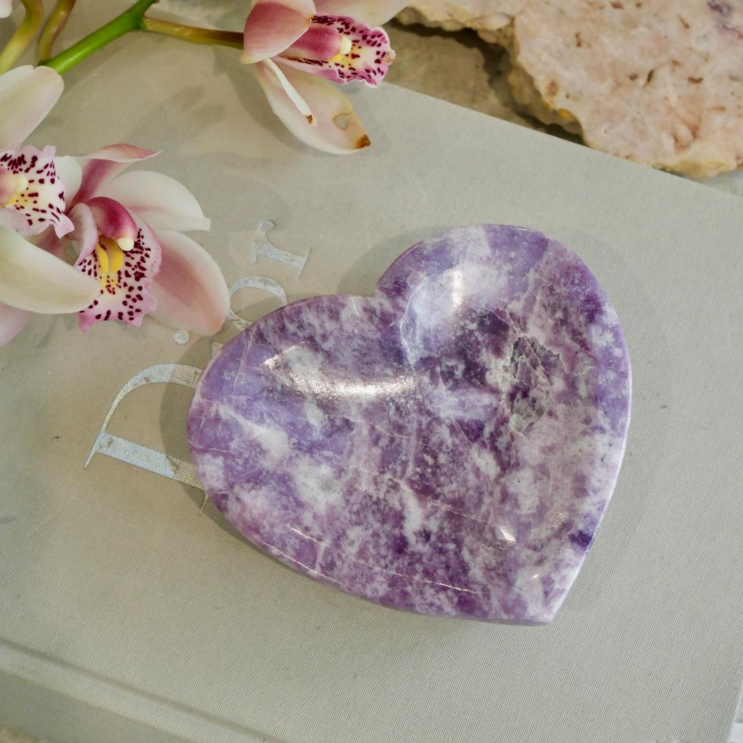 Lepidolite Heart Bowls - Medium