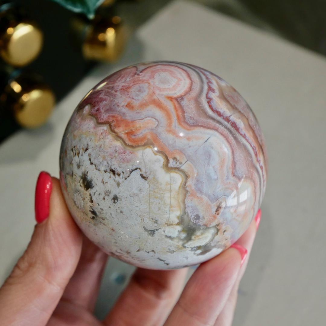 Pink Mexican Lace Agate Sphere No 163